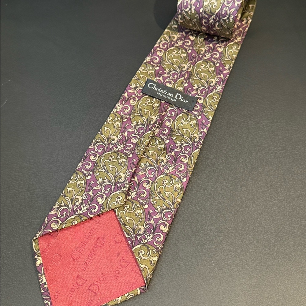 Dior Purple and Gold Paisley Tie